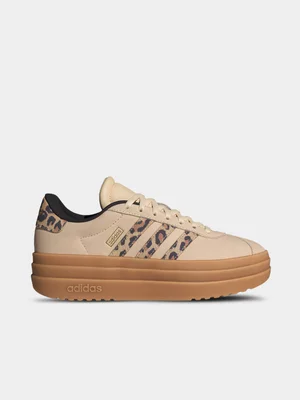 adidas Junior Grade-School VL Court Bold Beige/Brown Animal Sneakers 
