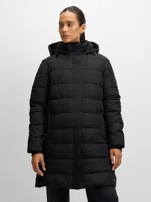 TS Womens Longer Length Heavyweight Black Puffer Jacket