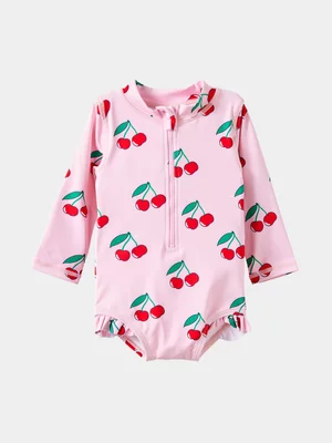 Cotton On Baby Pink Lucy Long Sleeve Ruffle Back Swimsuit