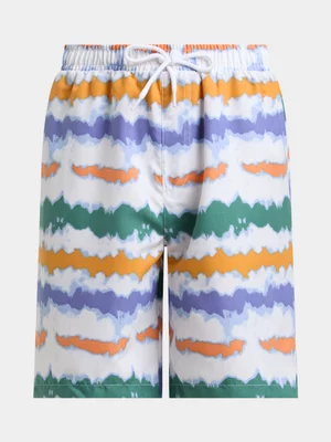 Jet Older Boys Orange White Blue Tie Dye Swimshort