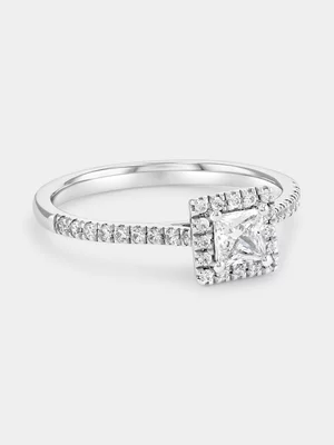 White Gold 0.5ct Lab Grown Diamond Princess Halo Ring  