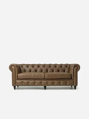 Madison 3 Seater Leather Couch Codiac Taupe