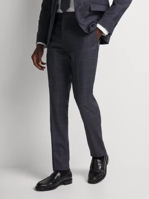 Markham Men's Slate Grey/Blue Check Suit Trouser