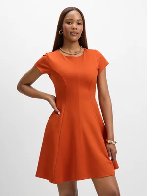 Jet Women's Orange Fit & Flare Mini Dress