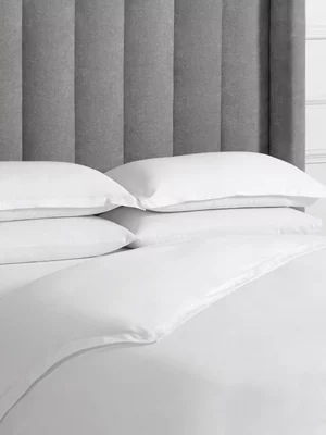 Sheraton Textiles Cotton Sateen 600 Thread Count 3cm Oxford Edge Duvet Cover Set White