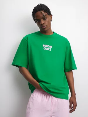 The FIX Men's Green 'Nobody Cares' Graphic Top