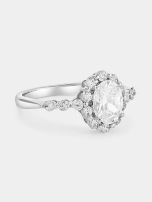 Cheté Sterling Silver Cubic Zirconia Oval Halo Ring 