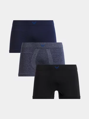 Exact Men's Navy & Black 3-Pack Seamless Trunks