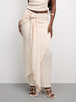 The FIX Women's Milk Co-Ord Textured Wrap Maxi Skirt