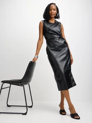 Jet Women’s Black PU Midi Knot Dress
