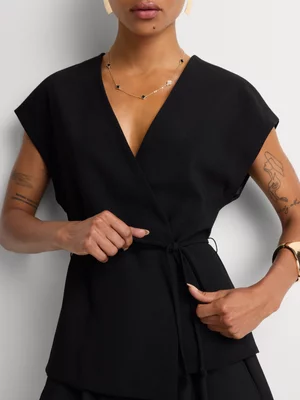 Wrap Detail Belted Waistcoat