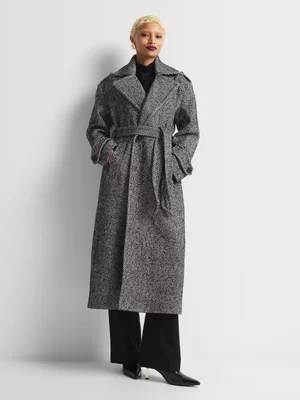 Luella Herringbone Belted Double Breasted Coat