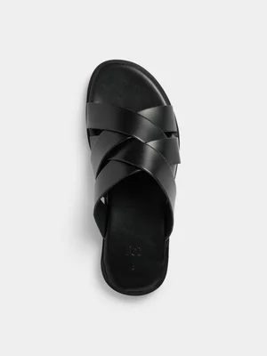 Jet Men's Black Woven Mule Sandal