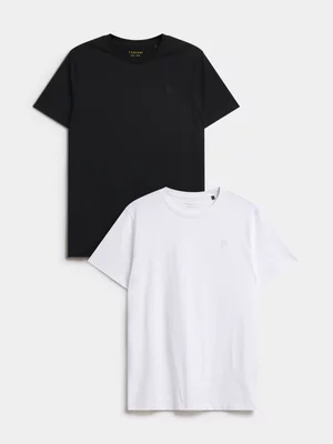 Fabiani Men's Black/White 2-Pack Crew T-Shirts