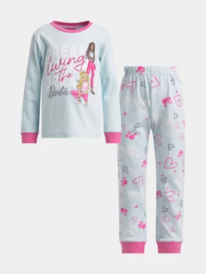 Jet Younger Girls Blue and Pink Barbie PJ Set 