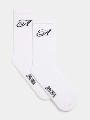 Archive Unisex 2 Pack White Socks