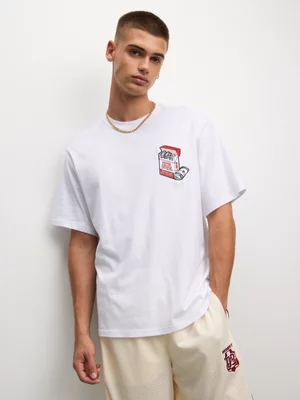 Redbat Men's Cigarette Box Applique White T-Shirt