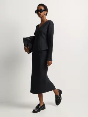 Co-Ord Soft Touch Slit Hem Midi Tube Skirt