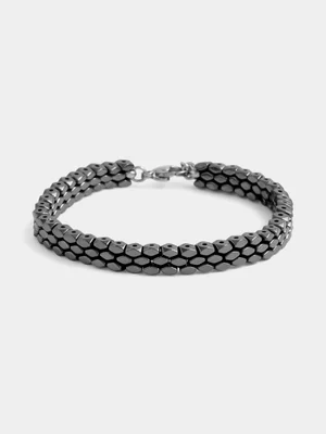 Tempo Jewellery Stainless Steel Grey Bead Bracelet
