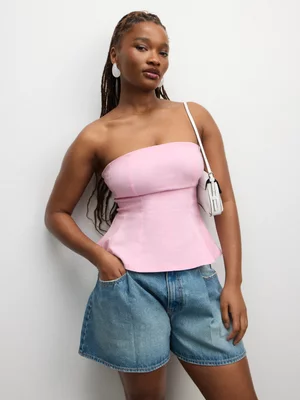 The FIX Women's Pink Peplum Bandeau Top