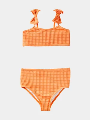 Cotton On Kids Girl Orange Peggy Bow Bikini Set