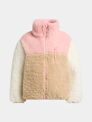 Exact Older Girl's Pink & Natural Colourblock Jacket