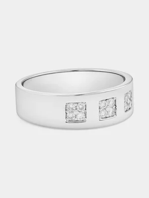 Sterling Silver 0.25ct Lab Grown Diamond Square Trilogy Ring 