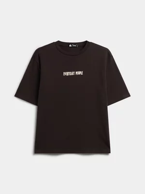 Jet Teen Boys Chocolate Brown Oversized Interlock T-shirt