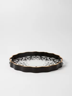 Patterned & Scalloped Decorative Tray 39.5cm