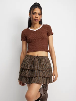 The FIX Women's Brown Textured Top