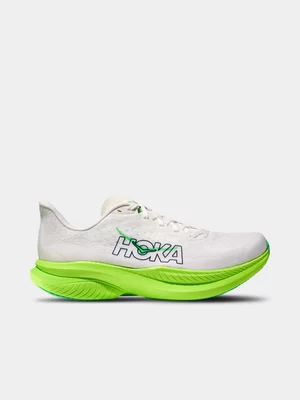 Hoka Mens Mach 6 White/Lime Running Shoes 