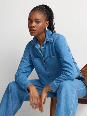 FF Denim Co-Ord Boxy Long Sleeve Pocket Shirt 
