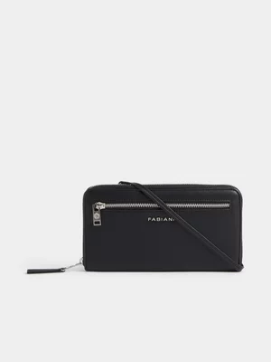 Fabiani Men's Black Crossbody Wallet Bag 