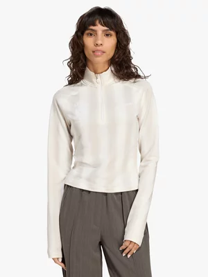 adidas Originals Women's Half-Zip Graphic Football Long-Sleeve Off-White Top