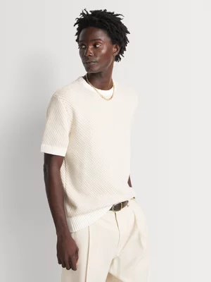 Markham Men's Crew Texture Ecru/Stone Knitwear