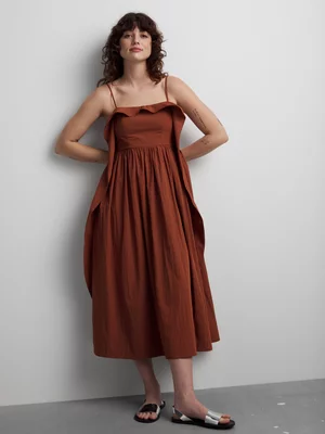 Women's Canvas Flounce Detail Babydoll Dress 