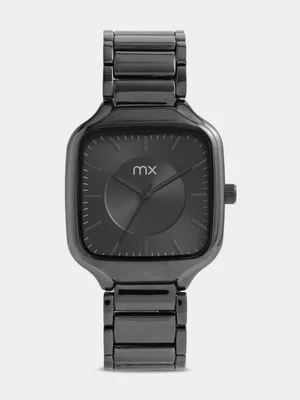 MX Gunmetal Plated Charcoal Dial Square Bracelet Watch 