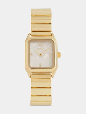 MX Gold Plated Mother Of Pearl Dial Rectangle Bracelet Watch