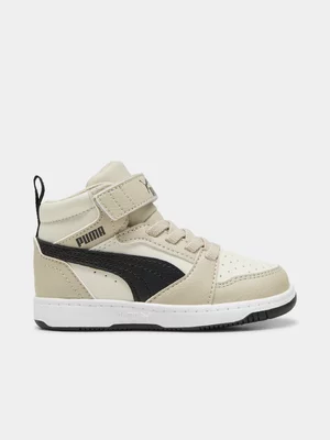 Puma Junior Infant Rebound v6 Beige/Black Sneakers 