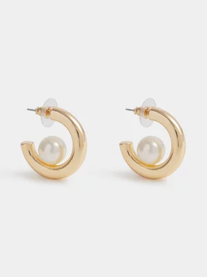 Chunky Pearl Hoop Earrings
