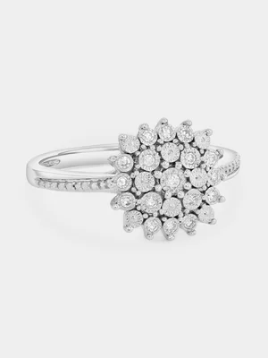 Sterling Silver Lab Grown Diamond Cushion Cluster Ring 