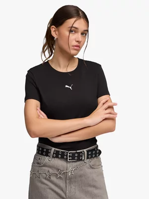 Puma Womens Centered Cat Logo Black Tee