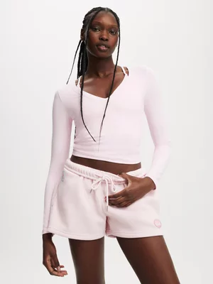 Cotton On Women's Pink Active Ultra Soft Plunge Front Top