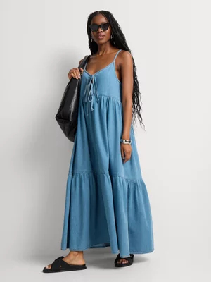FF Denim Tiered Maxi Dress