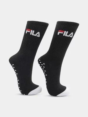 Fila Deckle 3/4 Black 6-11 Grip Socks 2-pack 