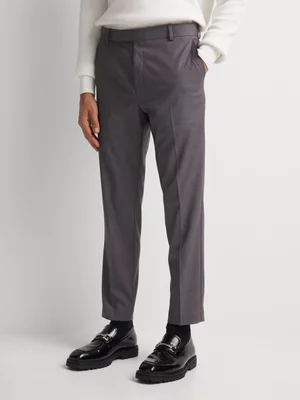 Markham Men's Smart Slim Tapered Flat Front Grey Trouser
