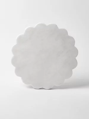 @home White Marble Scalloped Trivet
