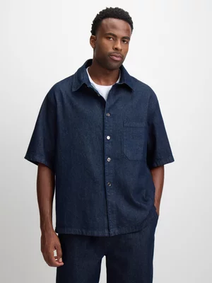 Jet Men's Dark Wash Baggy Fashion Denim Shirt