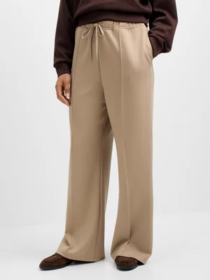 Exact Women's Beige Soft Touch Wide-Leg Sweat Pants