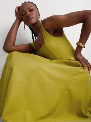 Fit & Flare Square Neck Panelled Midi Dress